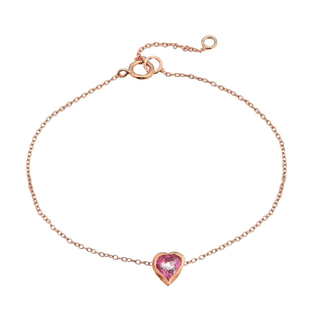 Dainty Heart Bracelet Bracelet Jaine K Designs Pink Topaz / RGold