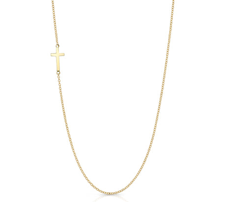 Mini Cross Necklace Necklace Roseark Sideways Cross Yellow Gold