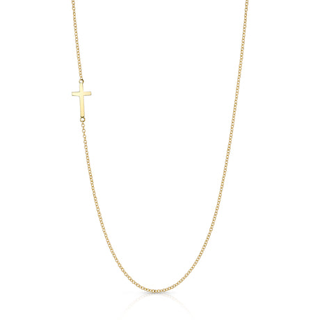 Mini Cross Necklace Necklace Roseark Sideways Cross Yellow Gold