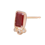 Rectangle Ruby Tri-Dot Diamond Stud Stud Earrings Jaine K Designs Single