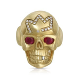 Skull Ring, Ruby and Yellow Gold Statement House of Ravn   
