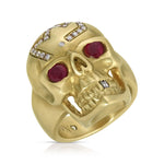 Skull Ring, Ruby and Yellow Gold Statement House of Ravn   