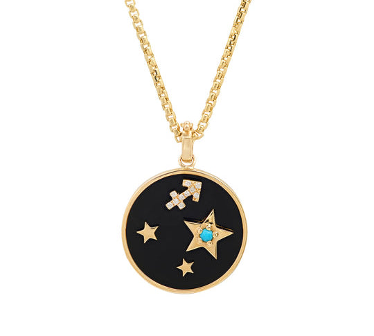 Small Onyx Zodiac Necklace Pendant Helena Rose Jewelry Aquarius - Innovative and Loyal  