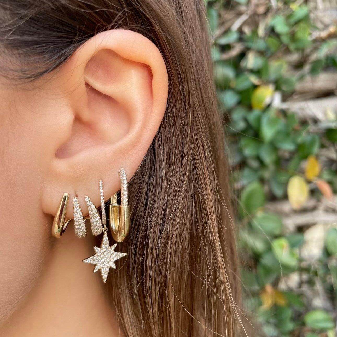 Diamond Moon-Star Celestial Earrings Mismatch Earrings Roseark Deux