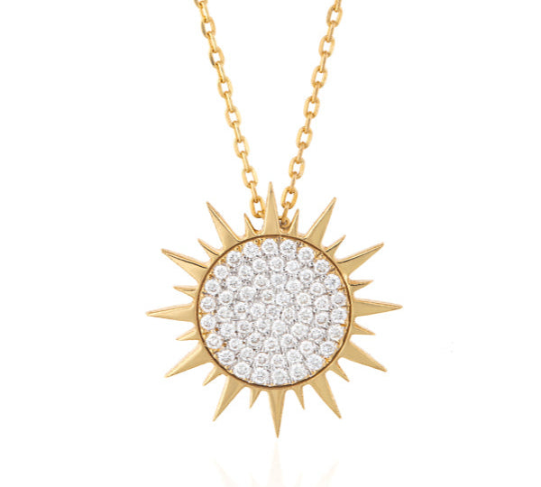 Pave Diamond Soleil Necklace Charm Necklace Falamank