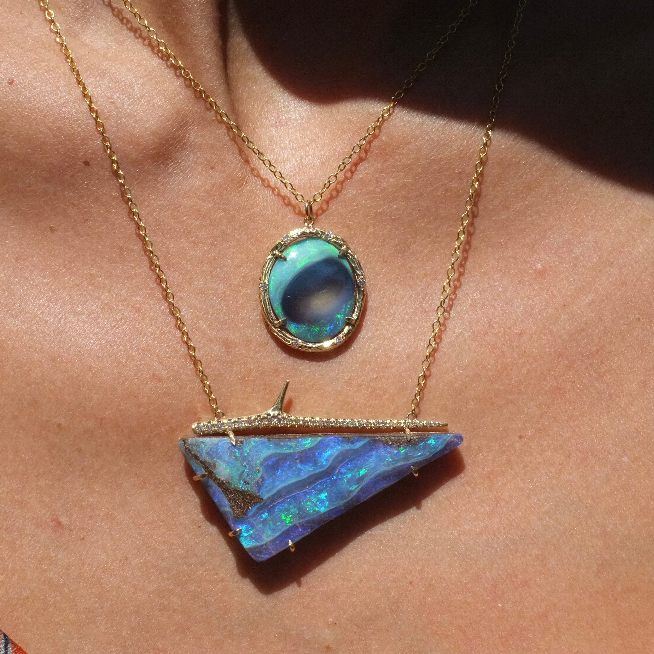 Tidal Opal Thorn Necklace Pendant Elisabeth Bell Jewelry   