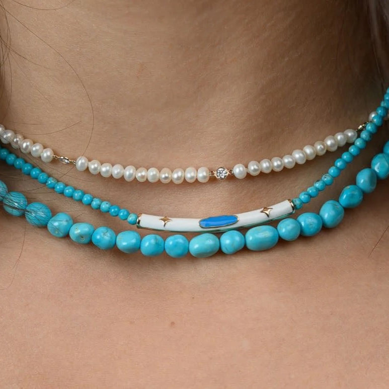 Enamel Turquoise Star Baby Beaded Necklace Beaded Necklace The Finest Stack