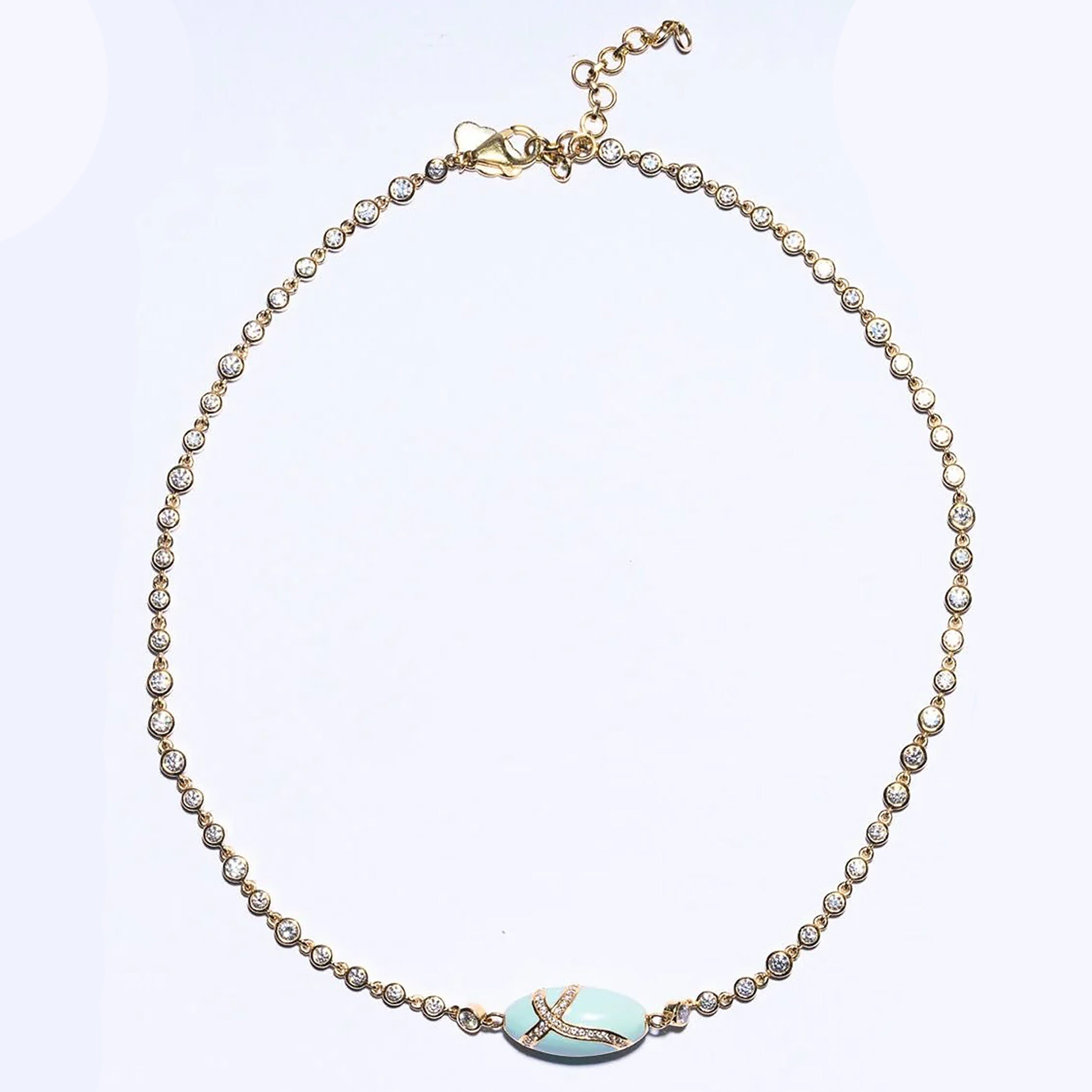 Enamel Diamond-Encrusted Egg Necklace/Choker Choker Necklace The Finest Stack