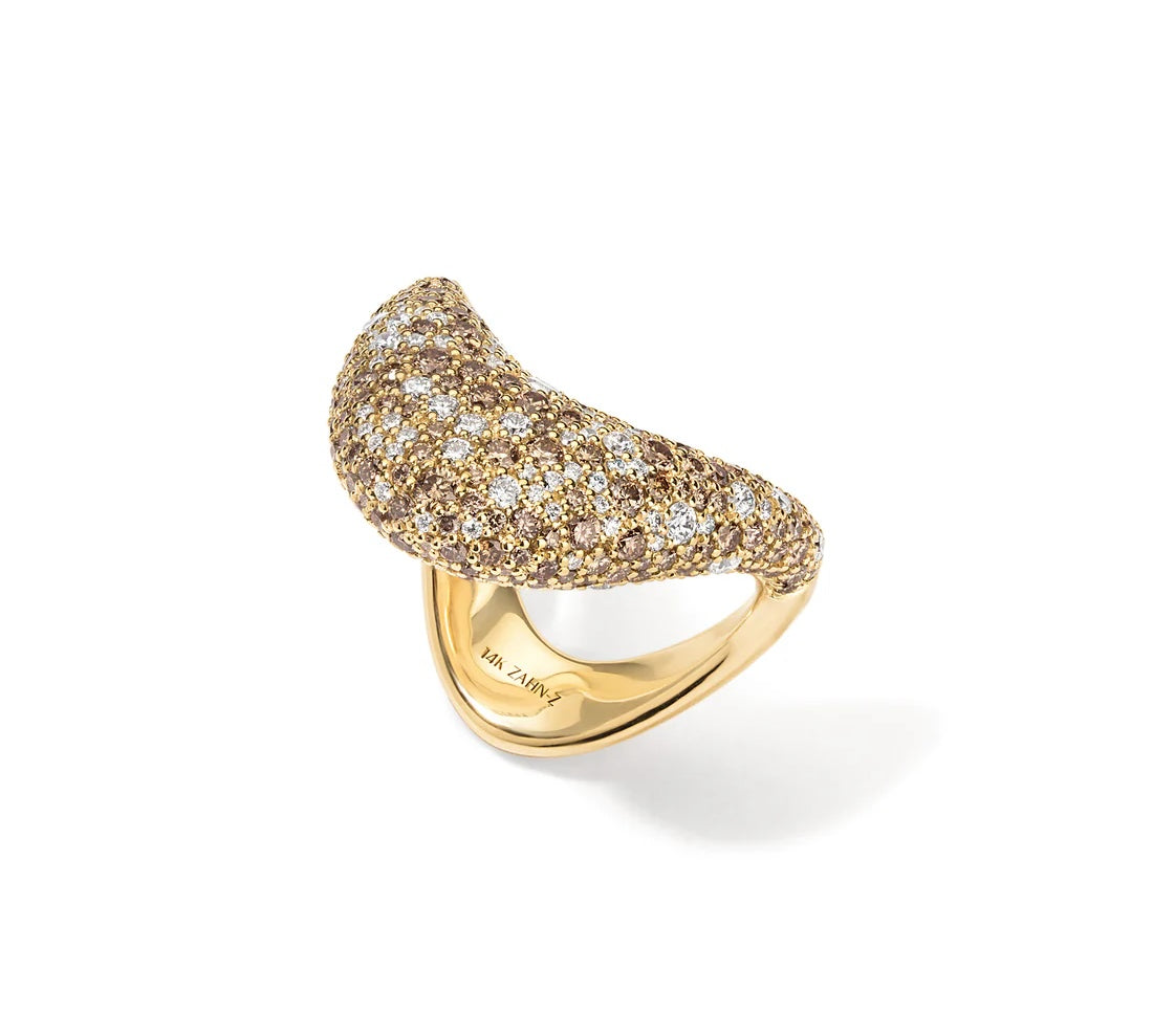 Big Zaha with Pave Champagne Diamonds Statement Ring Zahn-Z