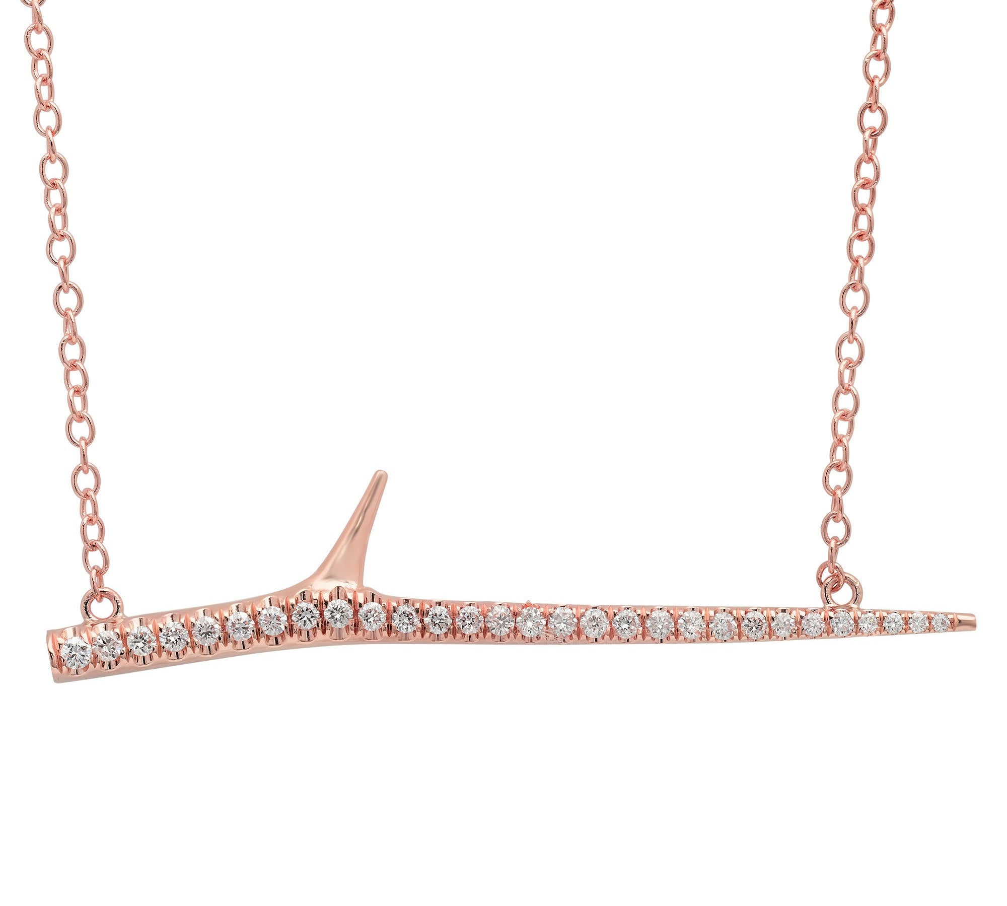 Horizontal Thorn Necklace Pendant Elisabeth Bell Jewelry Rose Gold  