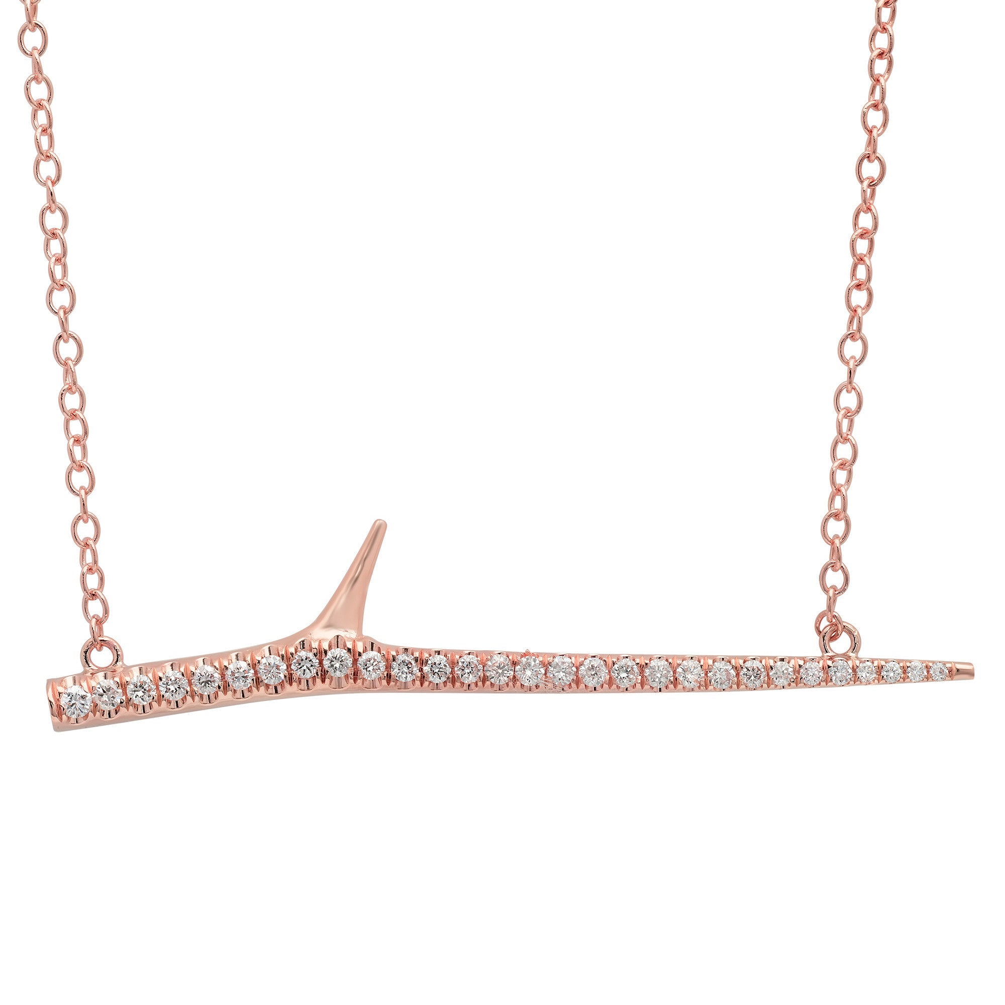 Horizontal Diamond Thorn Necklace Pendant Necklace Elisabeth Bell Jewelry Rose Gold