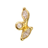 Marquise Diamond Leaf and Pearl Stud Earring Stud Earrings Jaine K Designs