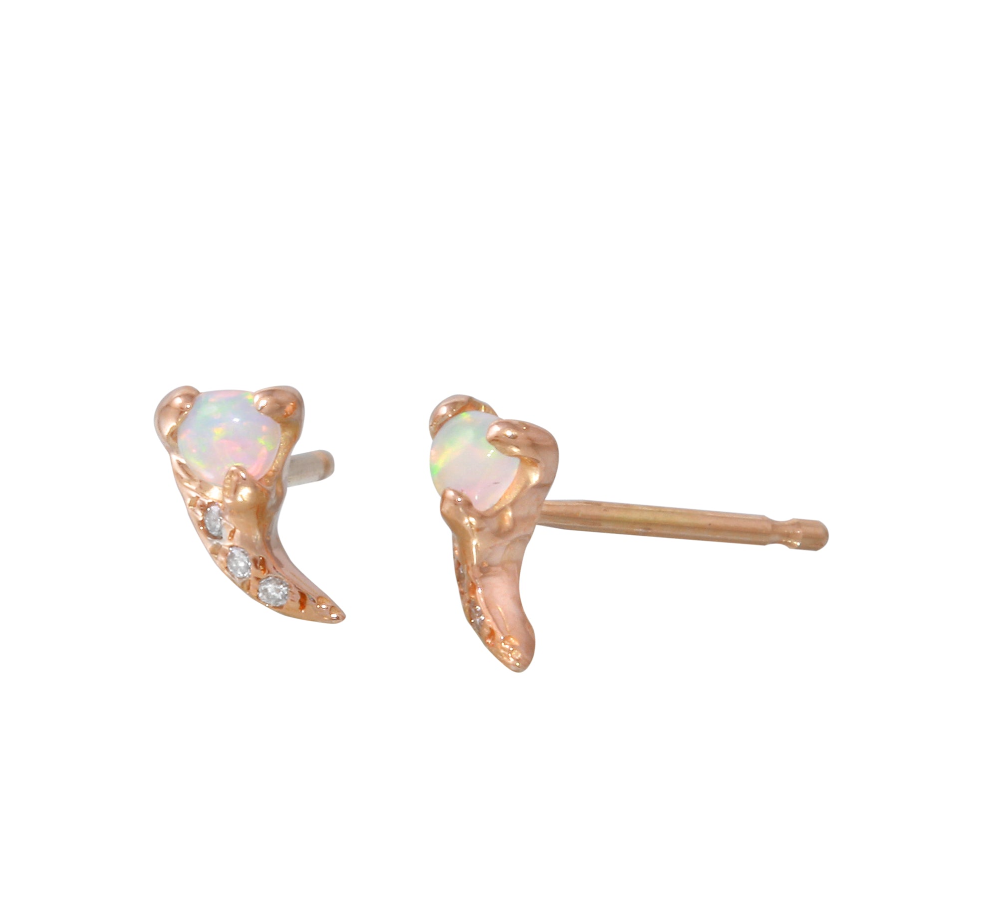 Fang Pave Stud Earring, Opal Stud Earrings Jaine K Designs   
