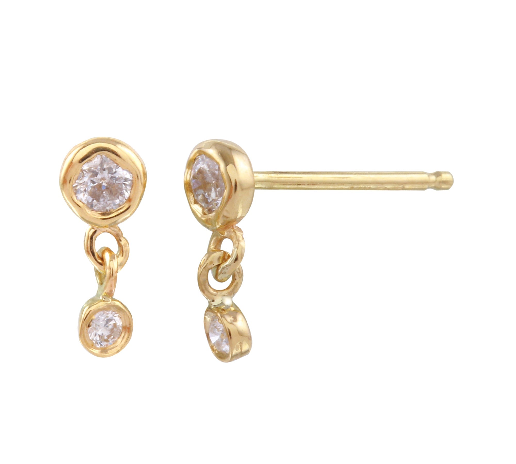Double Diamond Dangle Earring Drop Earrings Jaine K Designs Yellow Gold  