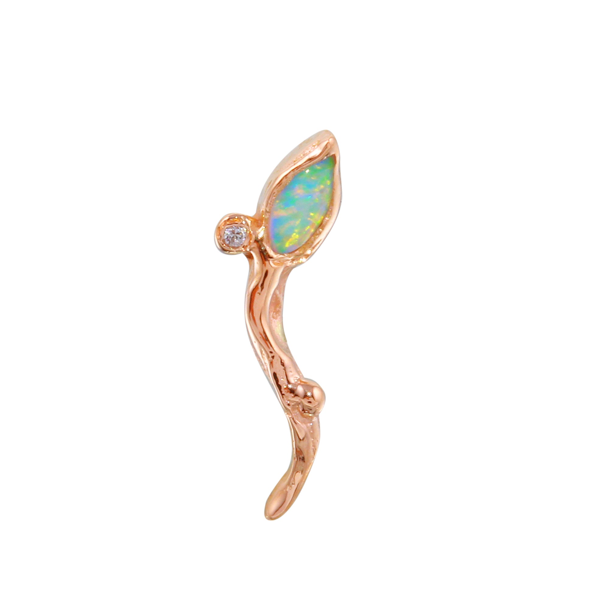 Single Leaf Stud Stud Earrings Jaine K Designs Opal  