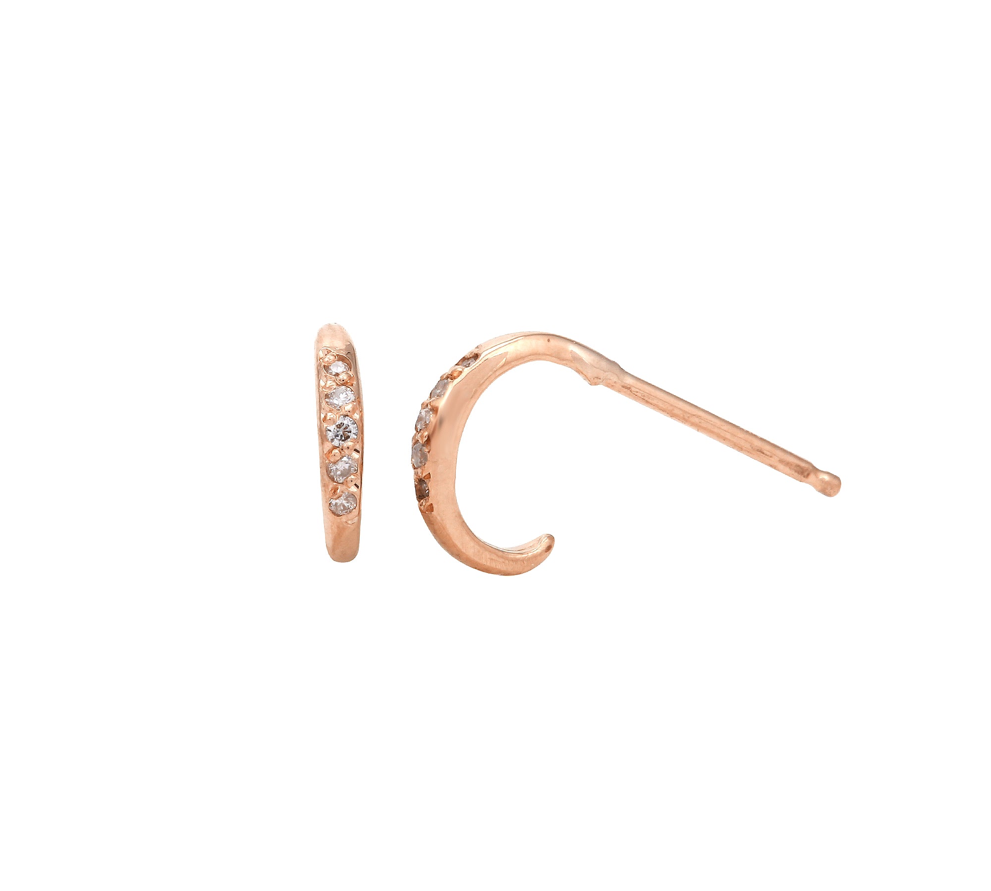 Diamond Half Hoop Pavé Stud Stud Earrings Jaine K Designs Rose Gold  