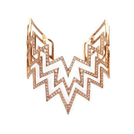 Ikat Pave Diamond Cuff Statement Bracelet Jagga Jewelry