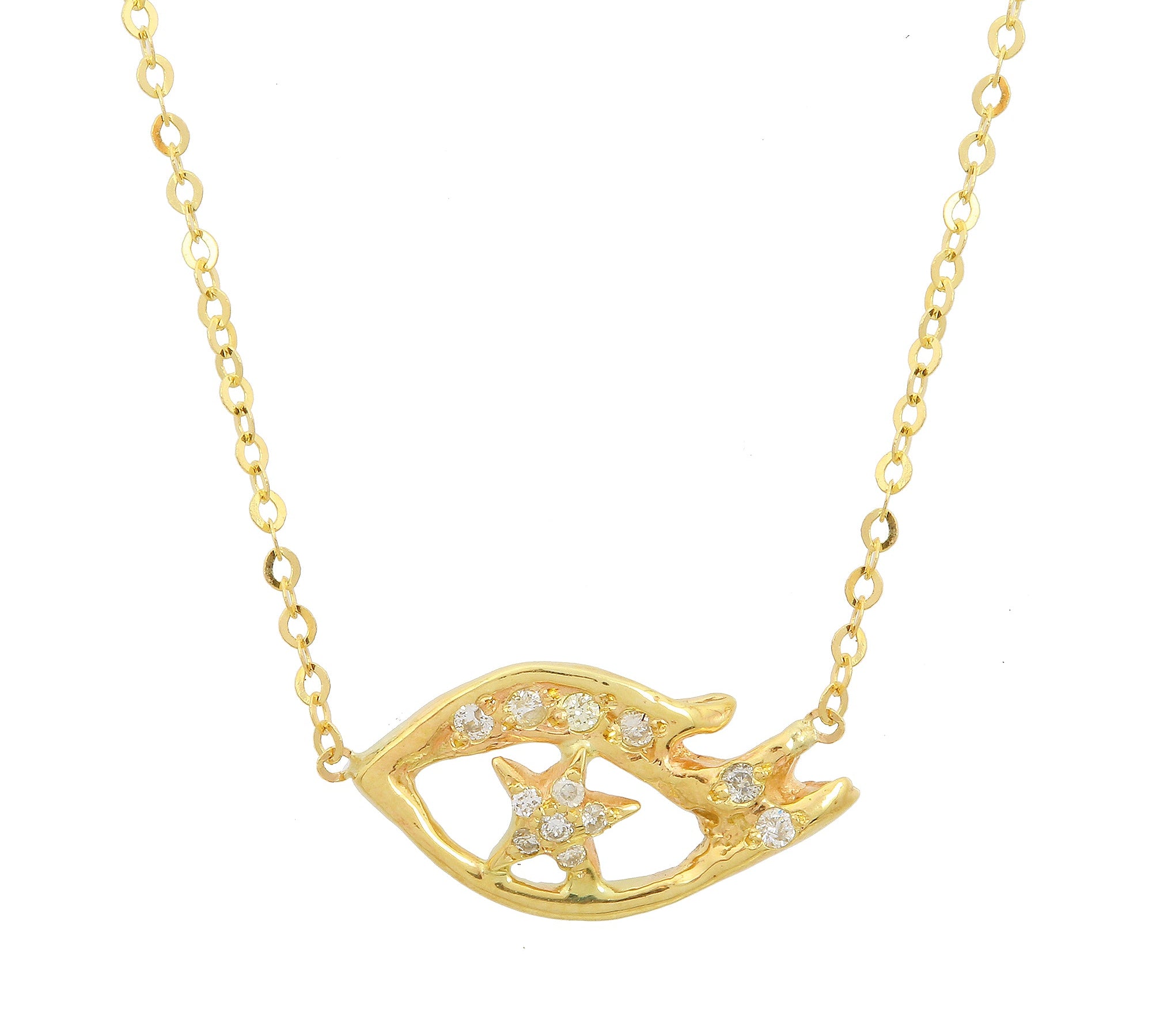 Starry Eyed Necklace, Yellow Gold and Diamond Pendant Jaine K Designs   