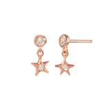 Star Dangle Earring Drop Earrings Jaine K Designs With Diamond Bezel Rose Gold 