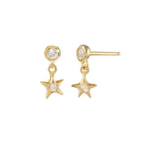 Star Dangle Earring Drop Earrings Jaine K Designs With Diamond Bezel Yellow Gold 