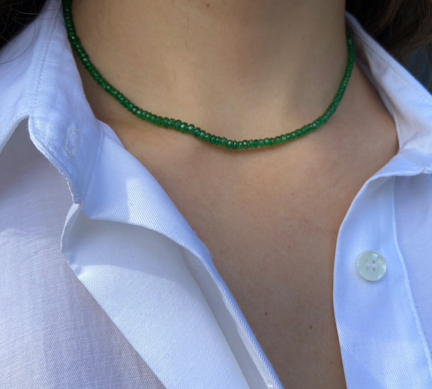 Beaded Strand Necklace, Tsavorite Collar Bare Collection   