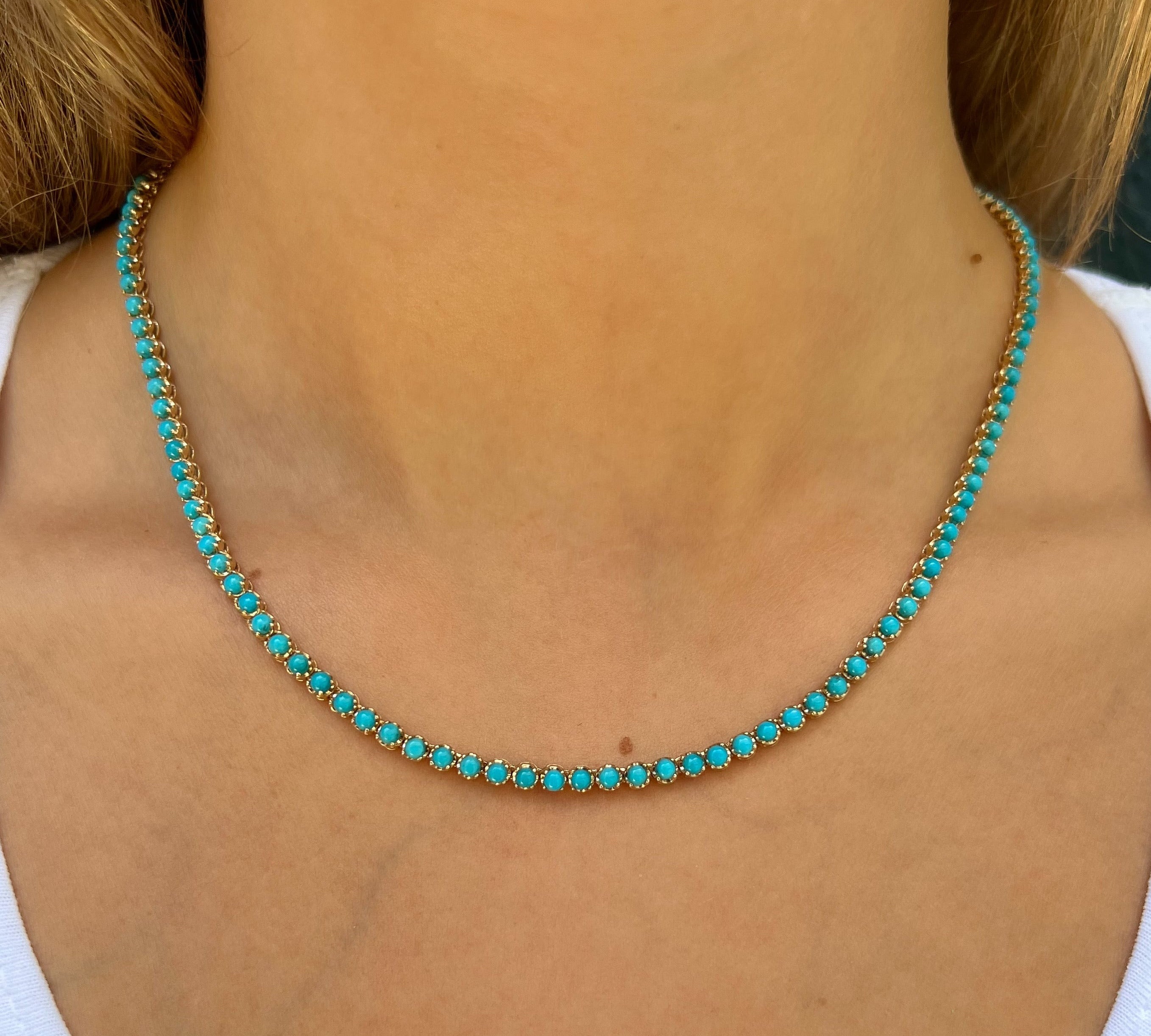 Classic Tennis Necklace, Turquoise Tennis Sale   