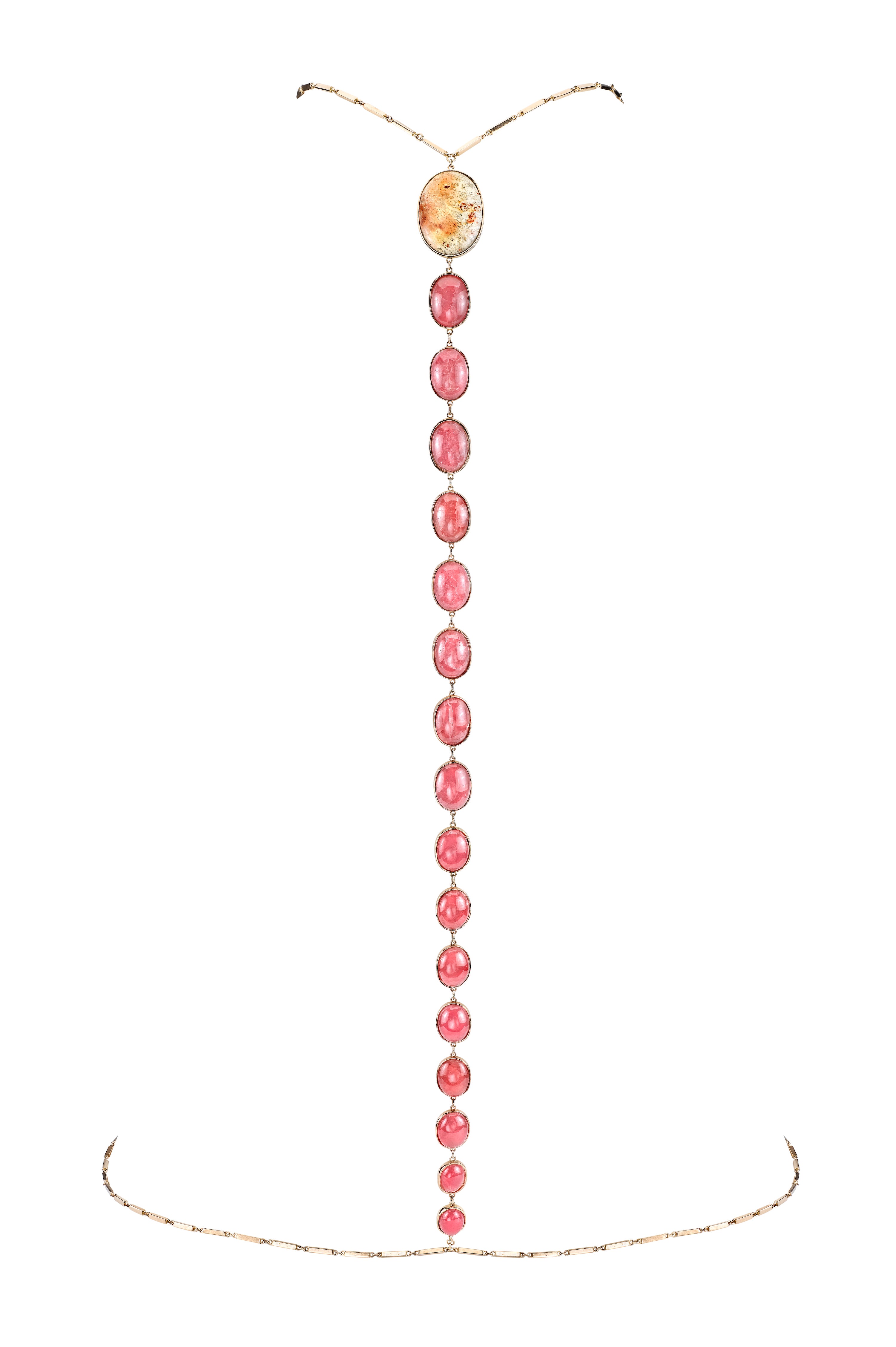 Coral Rhodochrosite Vertebrae Bodychain Body Chain Karma El-Khalil