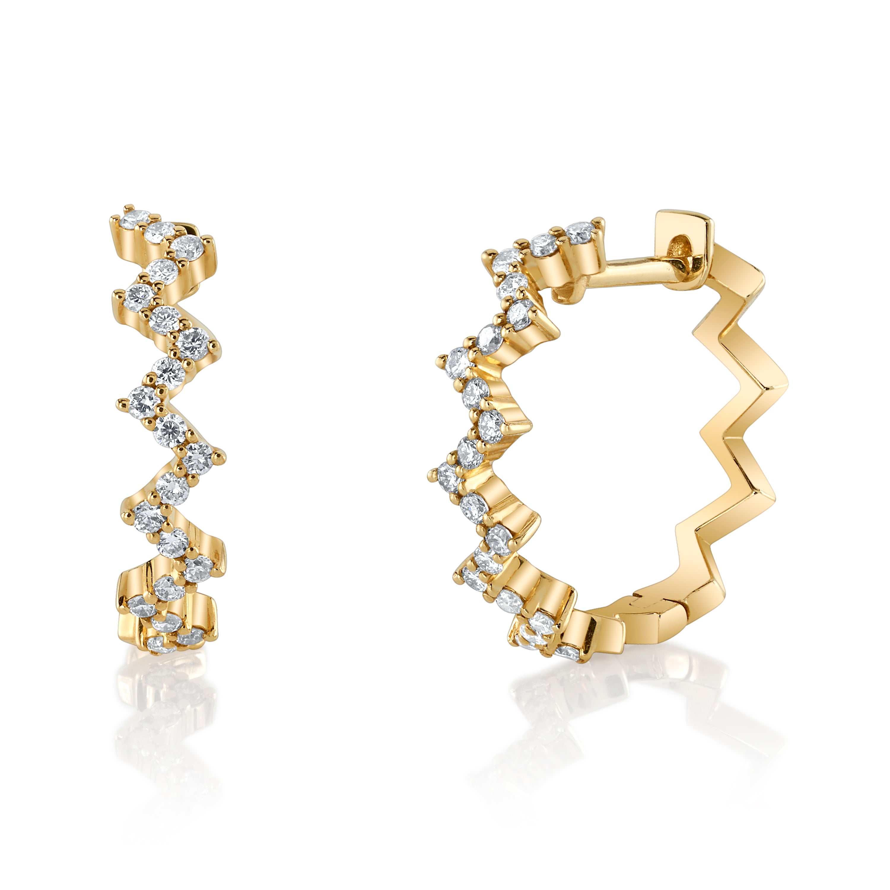 Diamond Zig Zag Huggie Huggie Earrings Roseark Deux Pair
