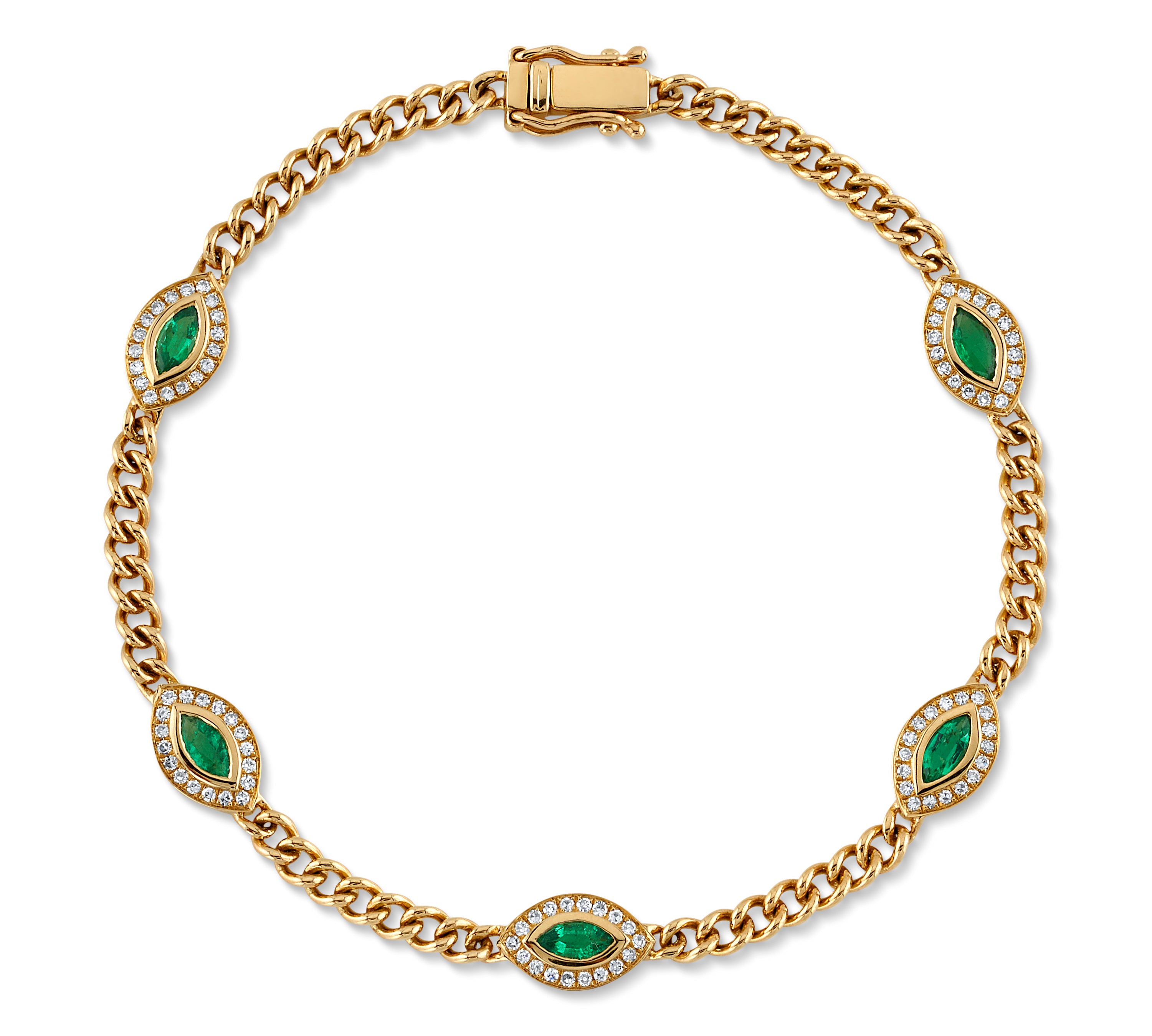 'All Seeing Eye' Chain Bracelet with Stones Chain Bracelet Roseark Deux Emerald