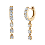 Triple Diamond Prong Drop Huggie Huggie Earrings Roseark Deux Pair