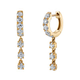 Triple Diamond Prong Drop Huggie Huggie Earrings Roseark Deux Pair