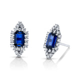 Sapphire Diamond Earrings, Pair Stud Earrings Roseark Deux
