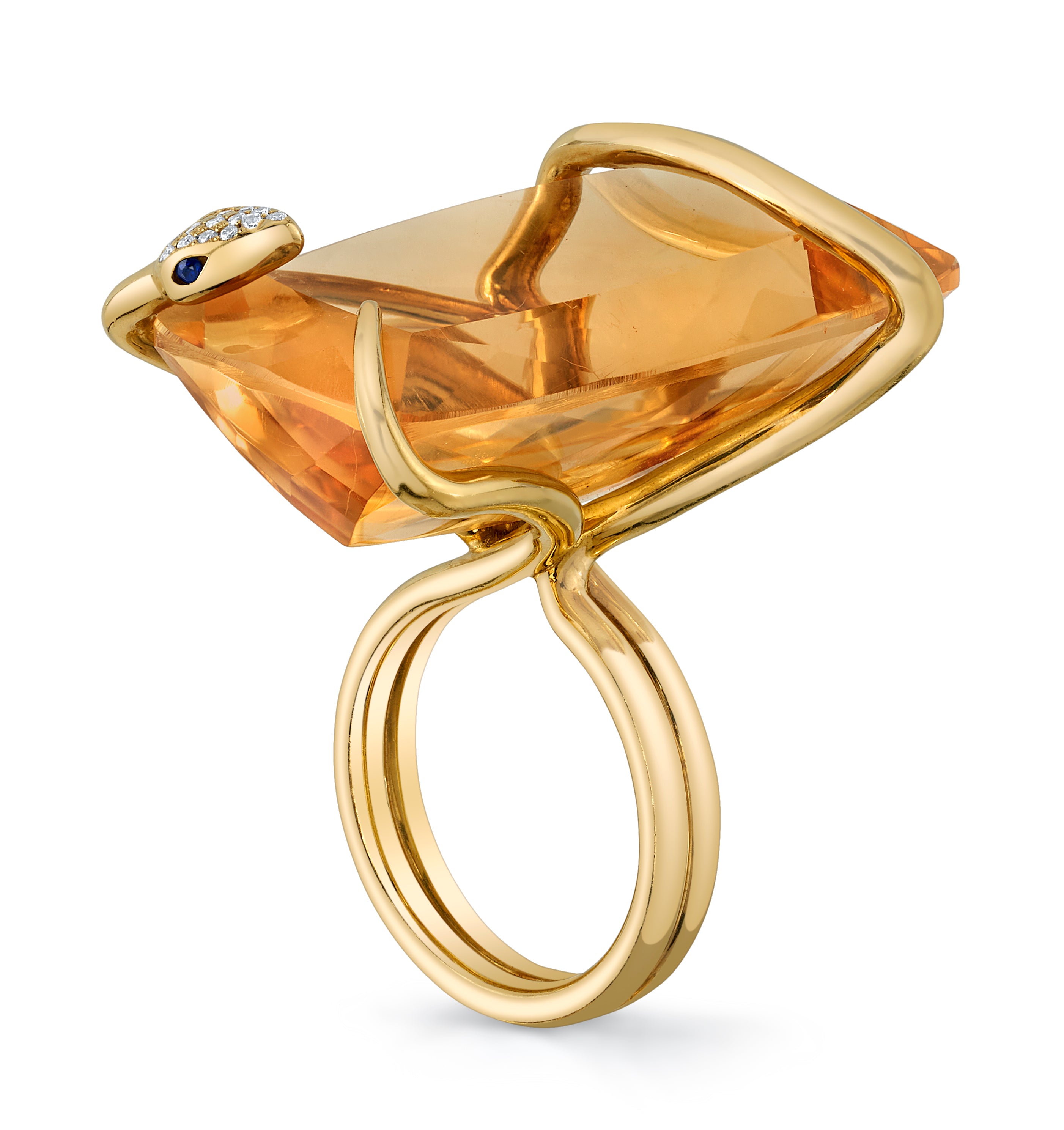 Citrine Snake on the Rocks Ring Statement Ring Perez Bitan