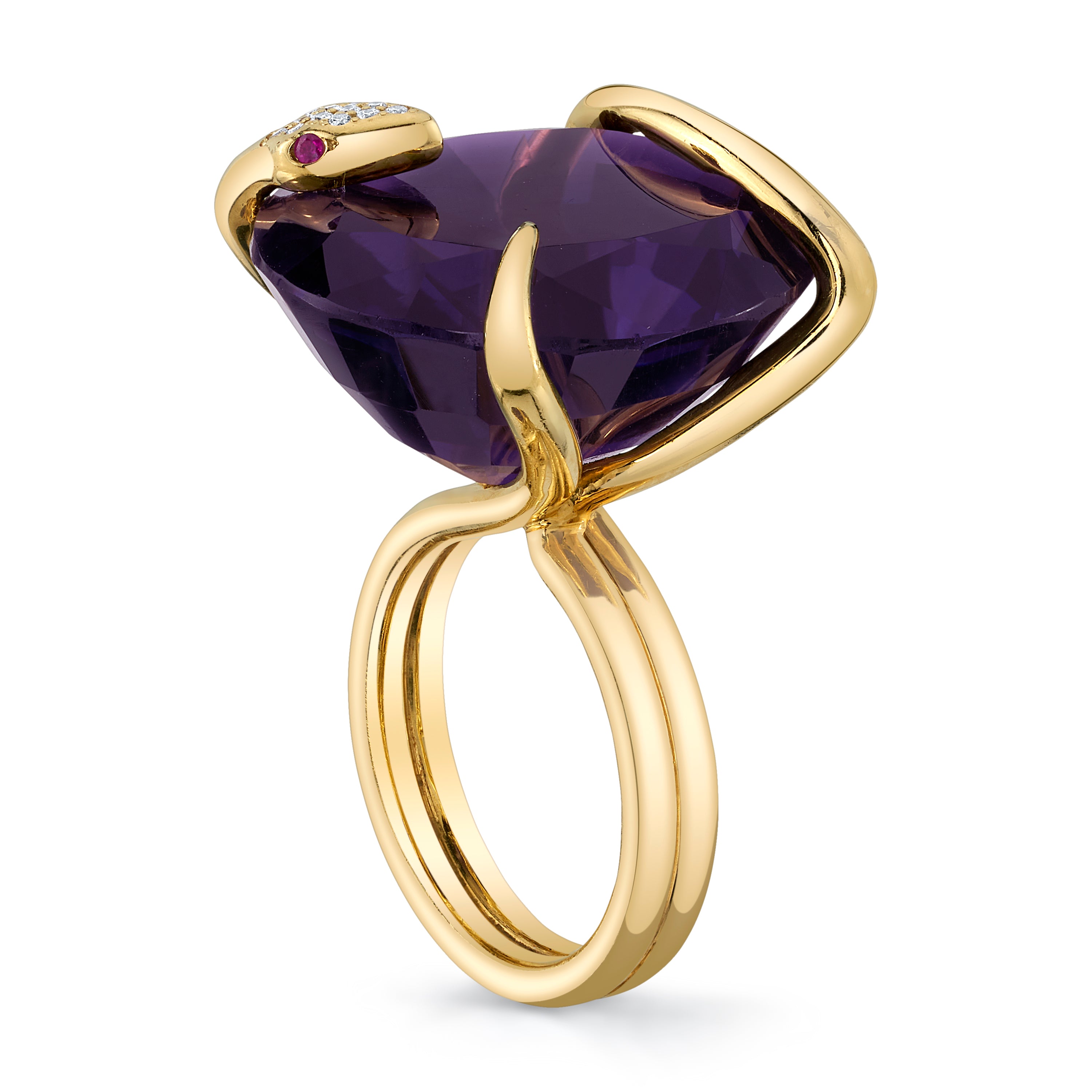 Amethyst Snake on the Rocks Ring Cocktail Perez Bitan   