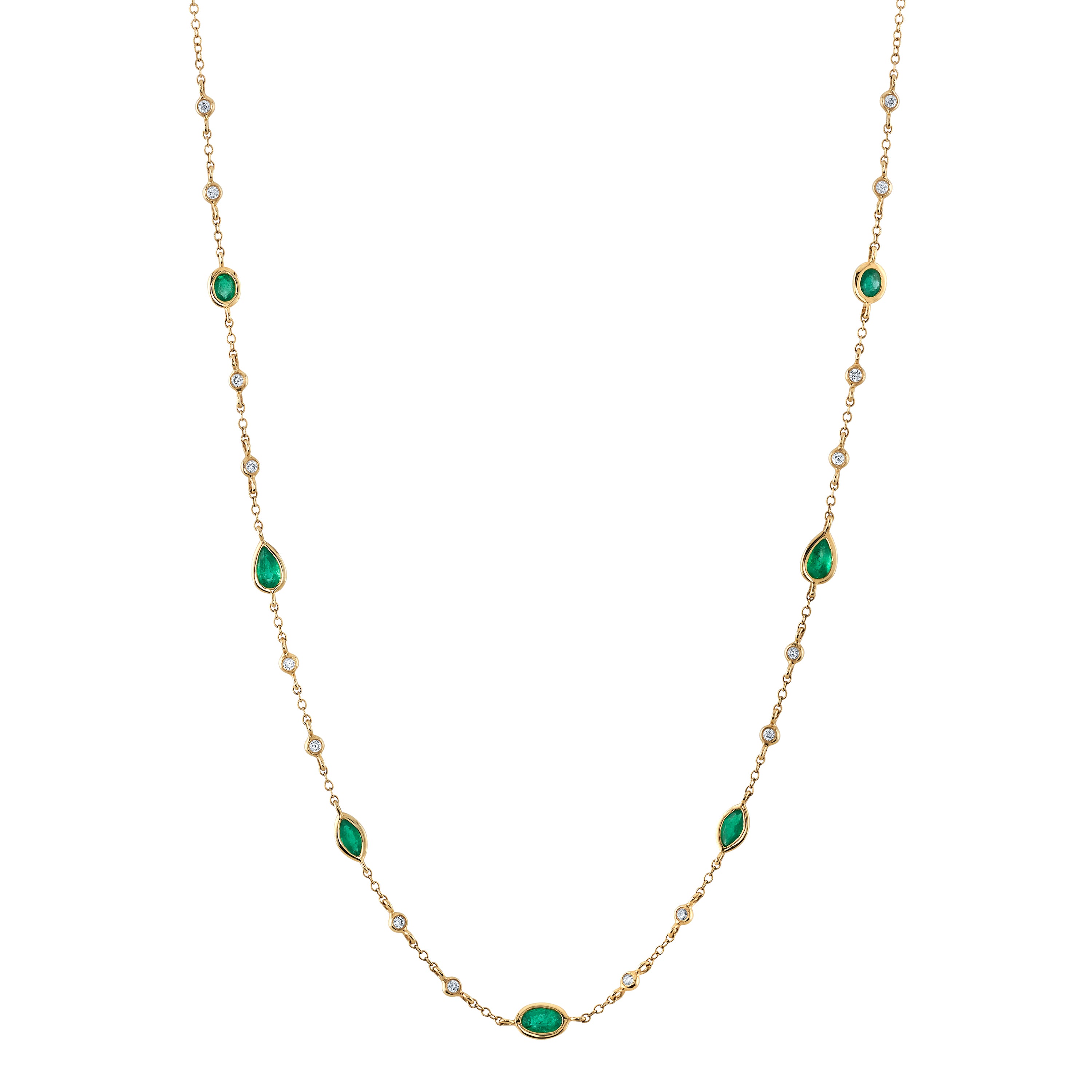 Emerald and Diamond Chain Chain Necklace Roseark Deux   