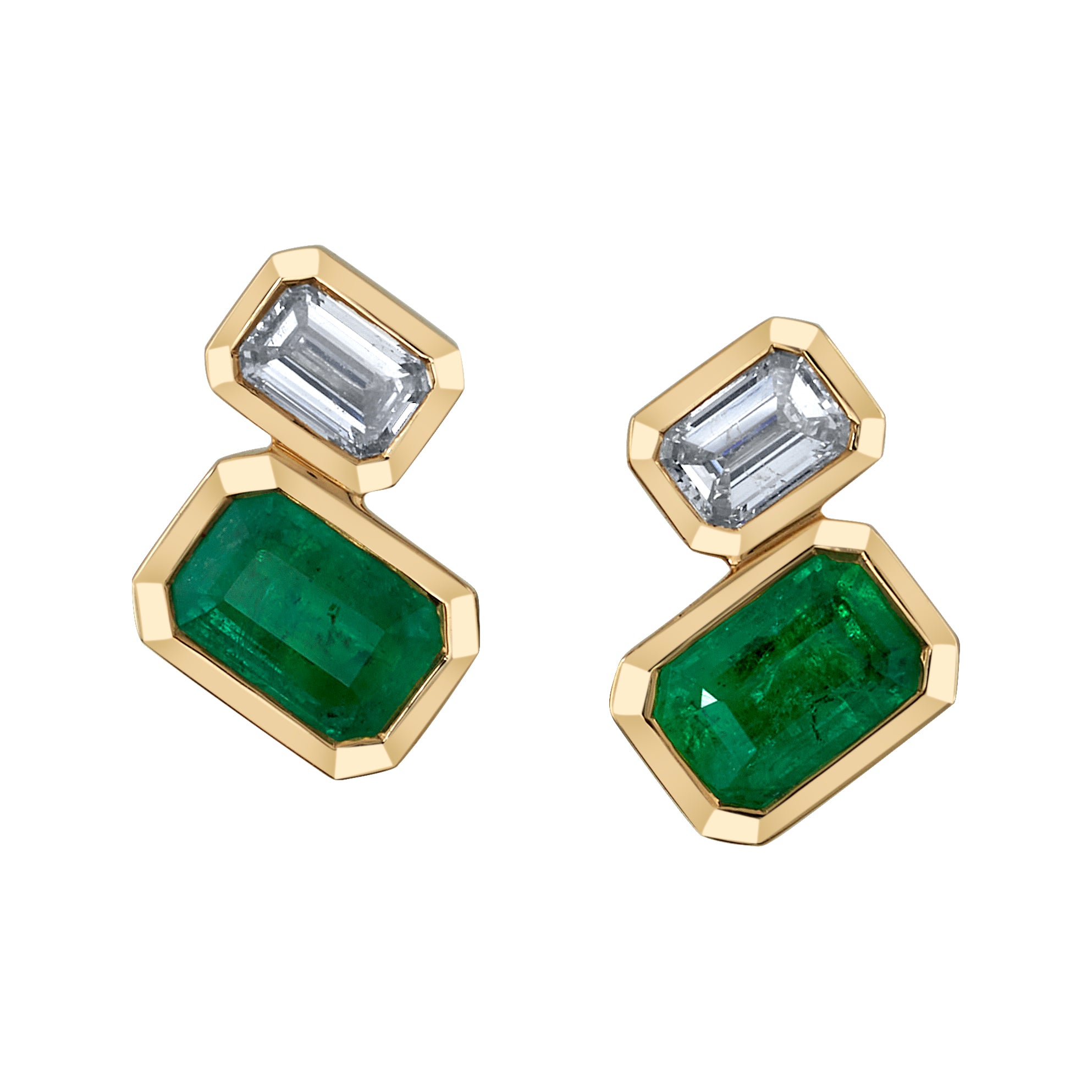 Emerald Diamond Baguette Stud Stud Earrings Roseark Deux Pair