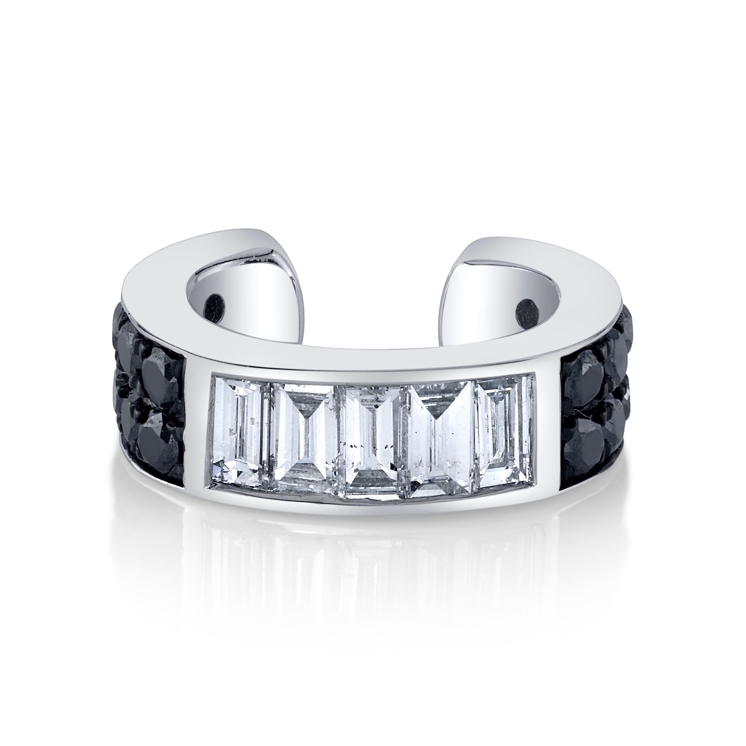 Baguette Round Diamond Ear Cuff Ear Cuff Earring Roseark Deux Black+White