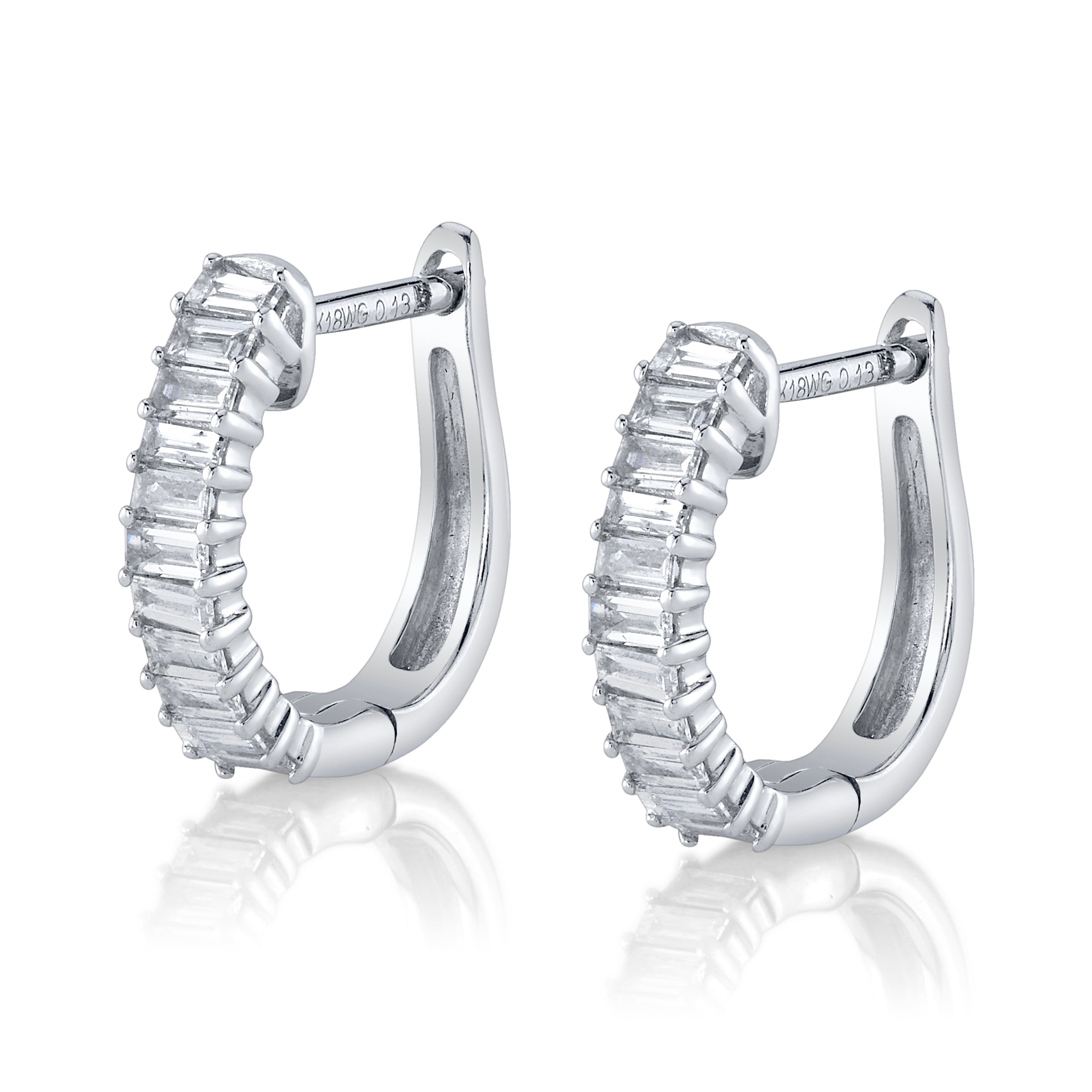 Baguette Diamond U-Shaped Huggie Huggie Earrings Roseark Deux Pair