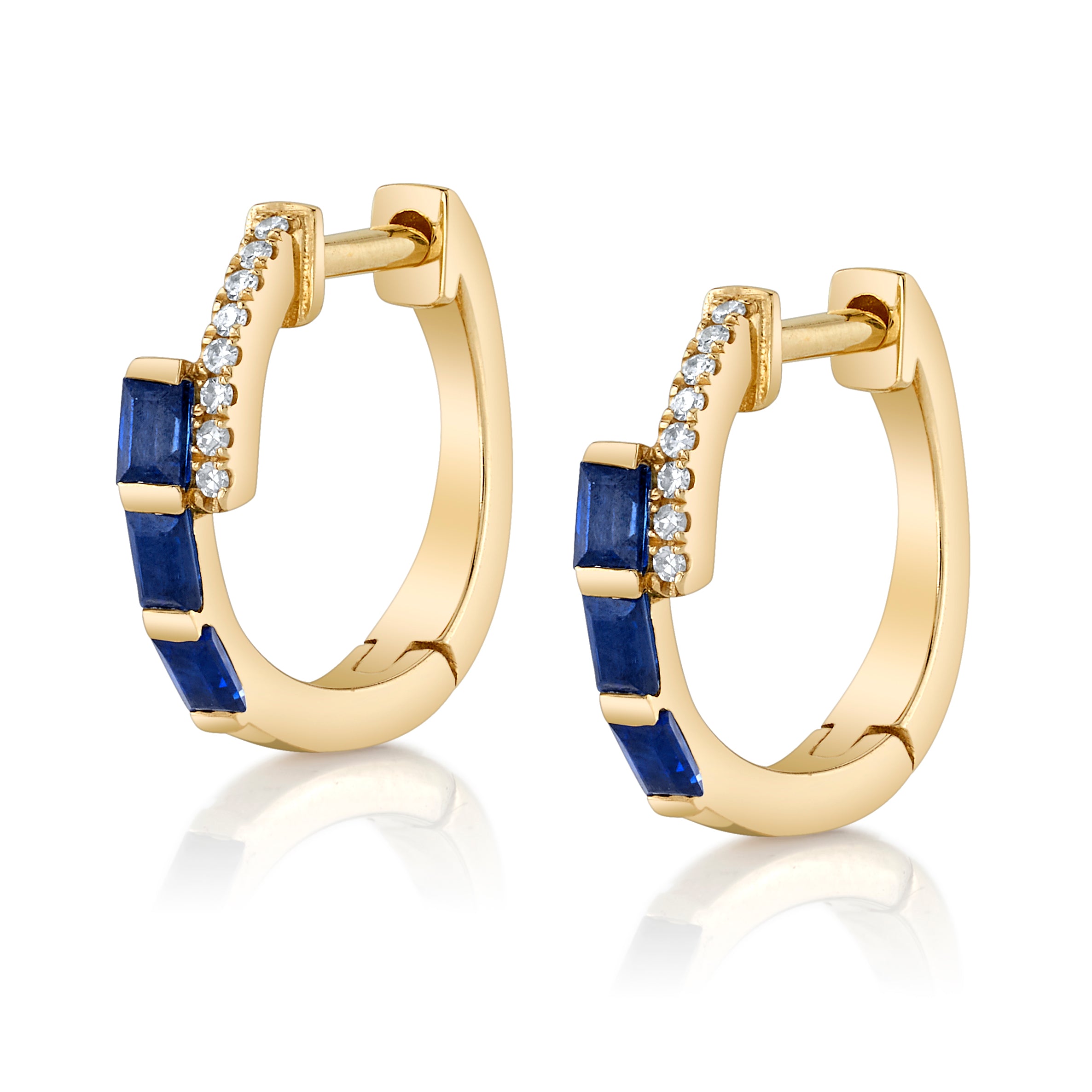 Sapphire Diamond Huggie Huggie Earrings Roseark Deux Pair