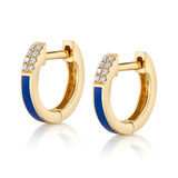 Enamel Diamond Huggie Huggie Earrings Roseark Deux Blue Enamel Pair