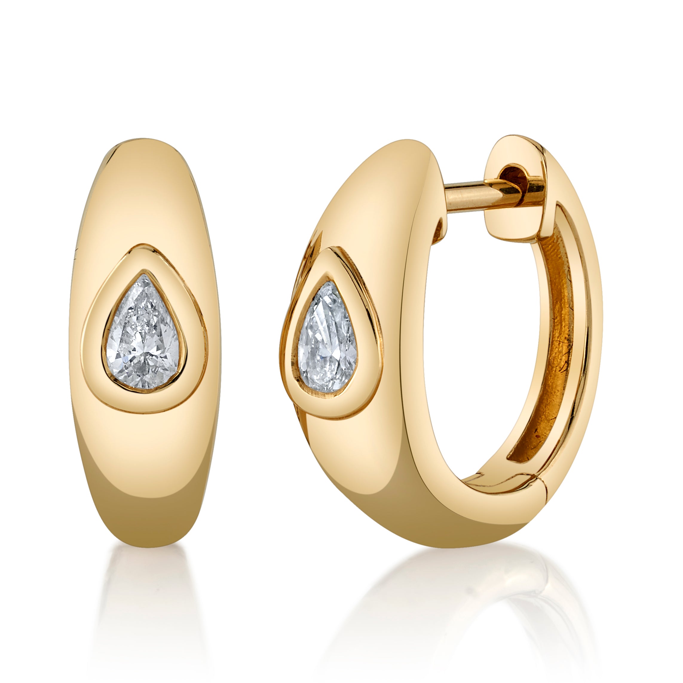 Teardrop Diamond Huggies Huggie Earrings Roseark Deux Pair