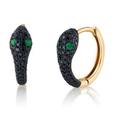 Black Diamond Snake Huggie Huggie Earrings Roseark Deux Pair