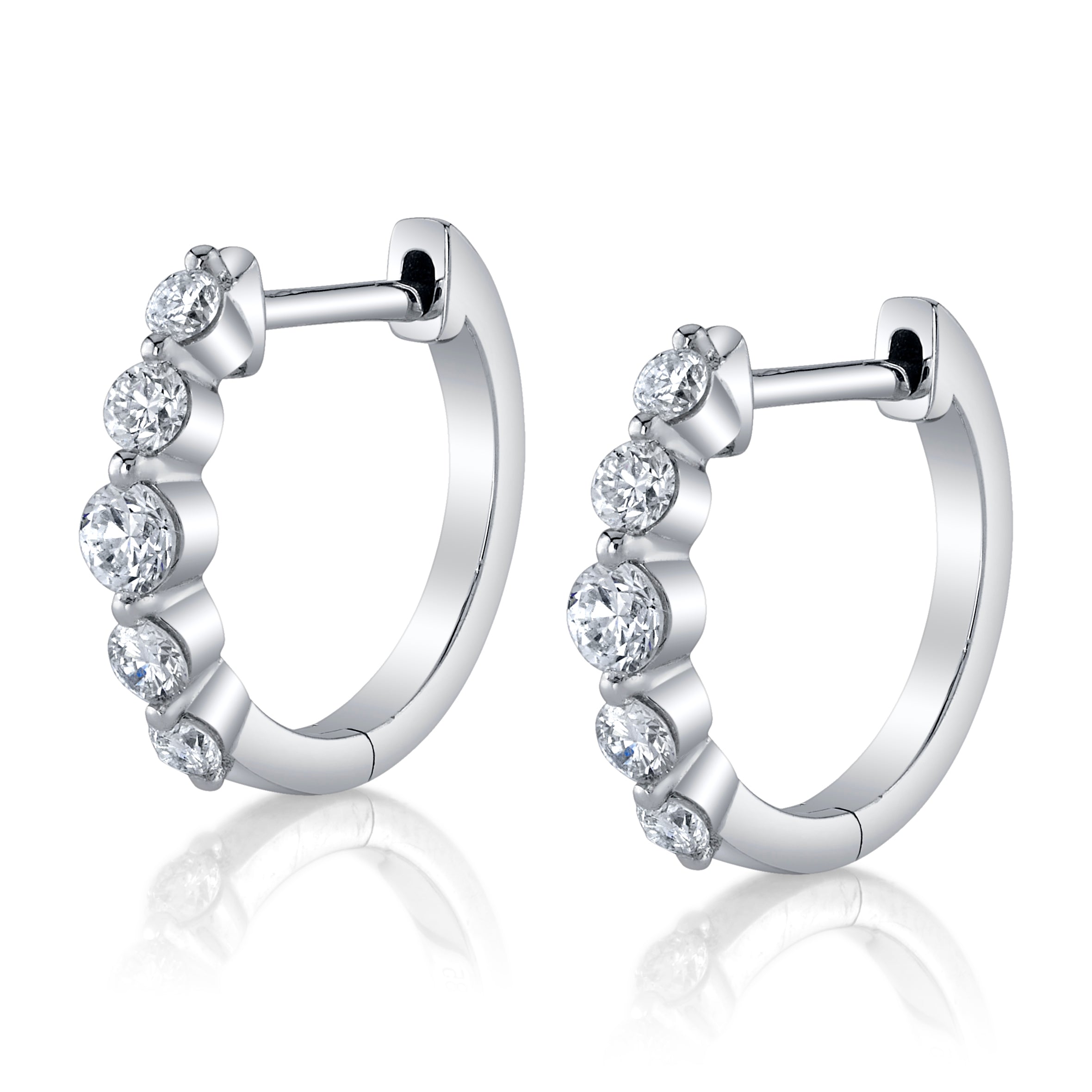 5 Diamond Gradient Huggie Huggie Earrings Roseark Deux Pair
