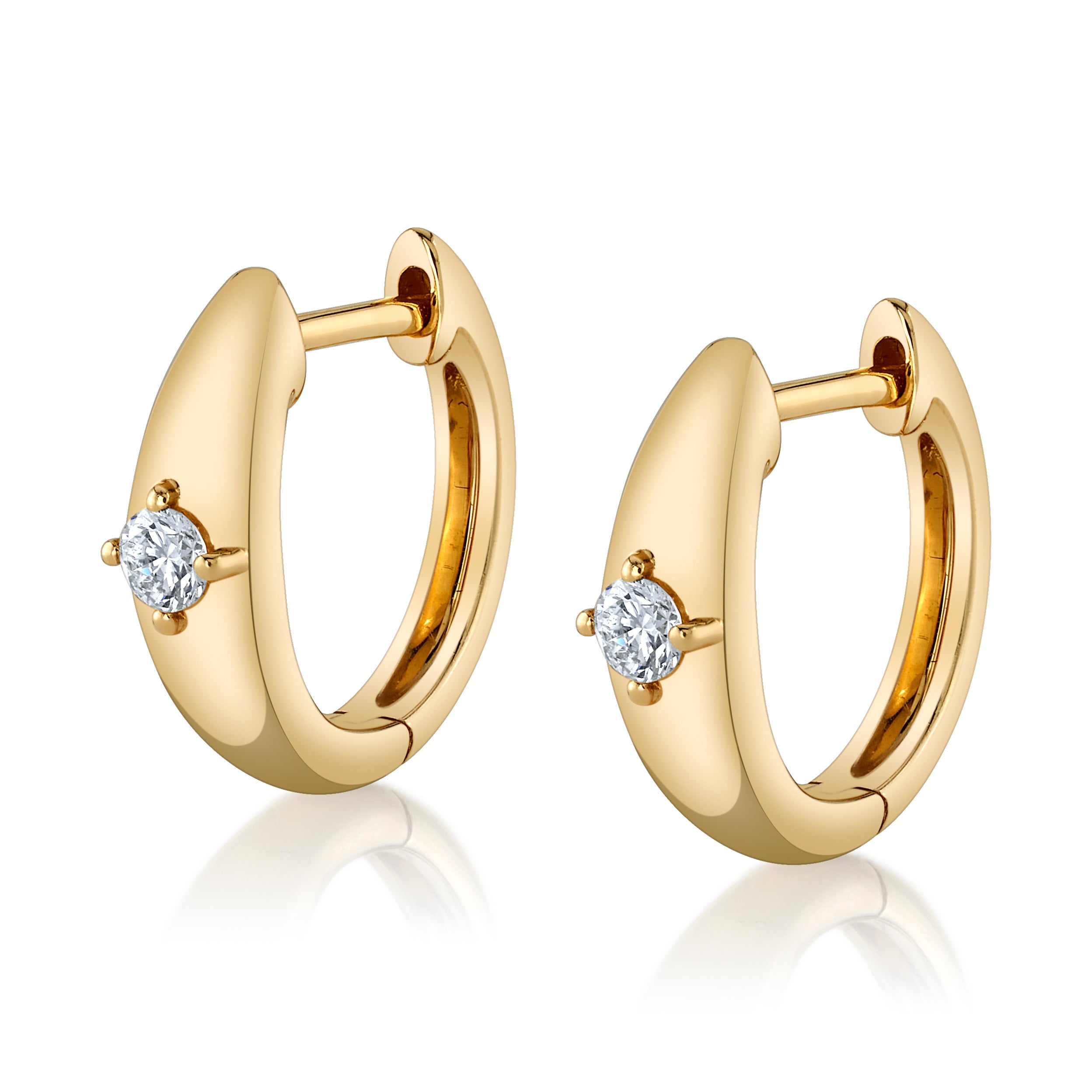 Single Diamond Huggies Huggie Earrings Roseark Deux Pair