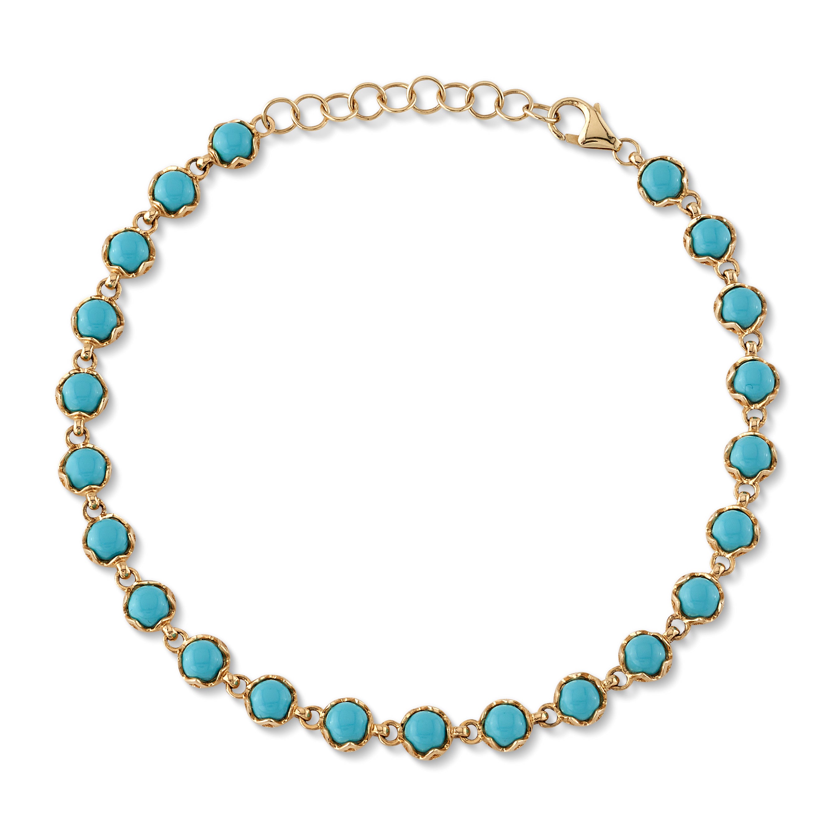 Scalloped Bezel Tennis Bracelet Tennis Bracelet Roseark Deux Turquoise