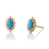 Marquise Turquoise Diamond Stud Stud Earrings Roseark Deux Pair
