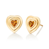 Flat Citrine Heart Stud Studs Sale   