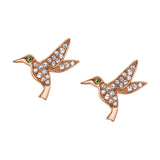 Diamond Hummingbird Stud with Emerald Eye Stud Earrings Roseark Deux Pair