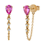 Pink Sapphire and Diamond Chain Earring Chain Sale   