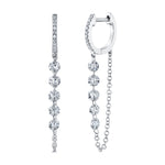 5-Diamond Chain Drop Huggie Huggie Earrings Roseark Deux Pair White Gold